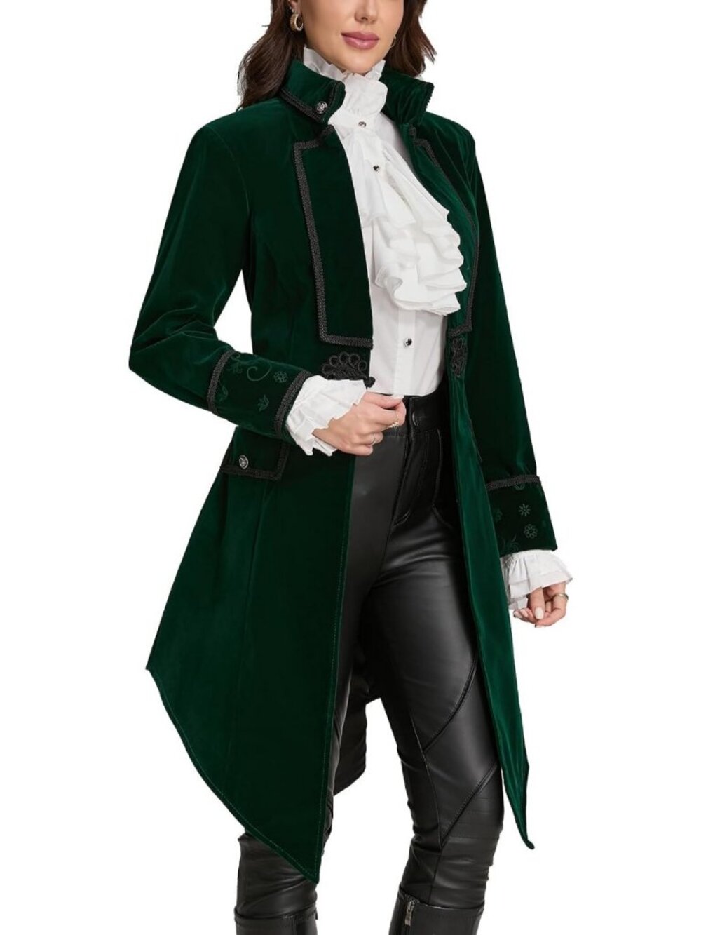 Gothic Vintage Tailcoat Pirate Jacket | Steampunk Long Coat for Women